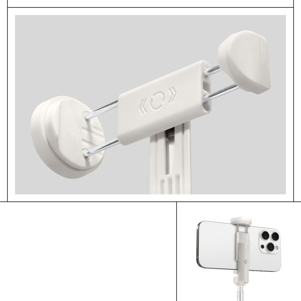 Uchwyt, kijek, statyw Spigen S541W Bluetooth Selfie Stick Tripod, beżowy
