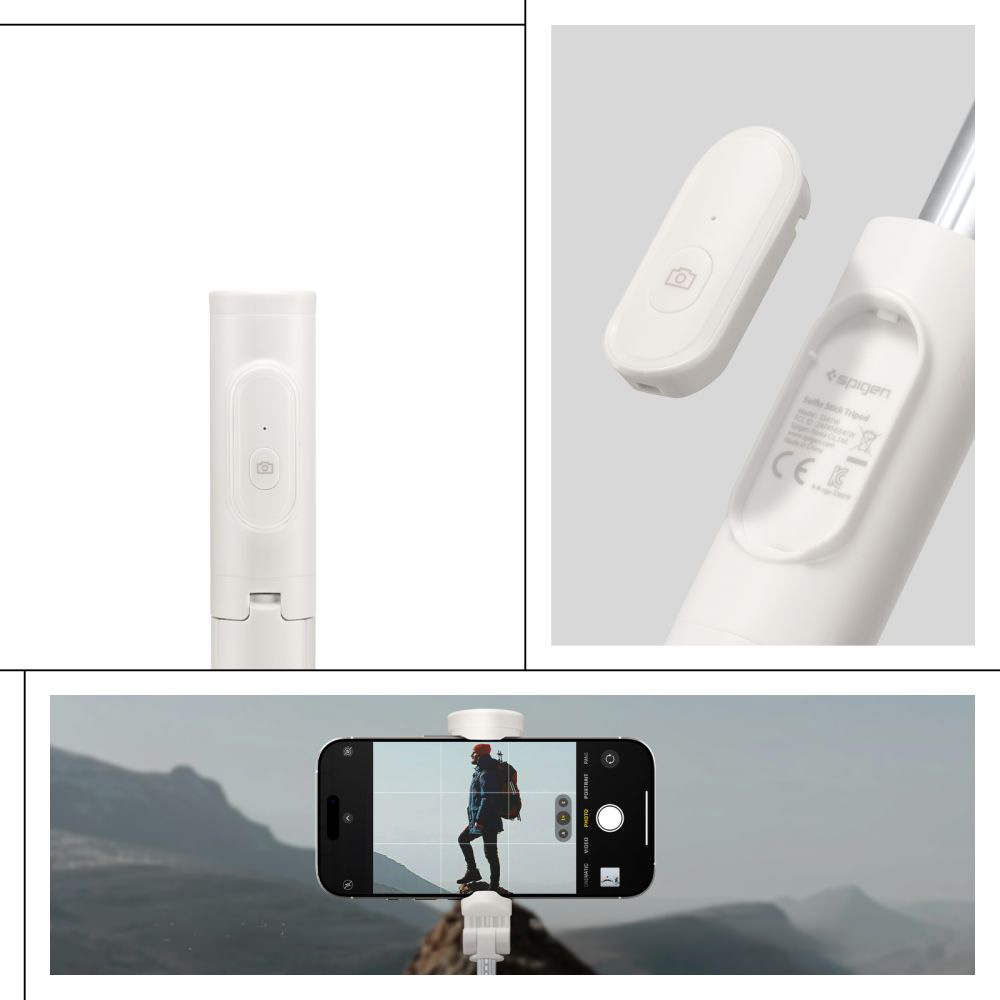 Uchwyt, kijek, statyw Spigen S541W Bluetooth Selfie Stick Tripod, beżowy
