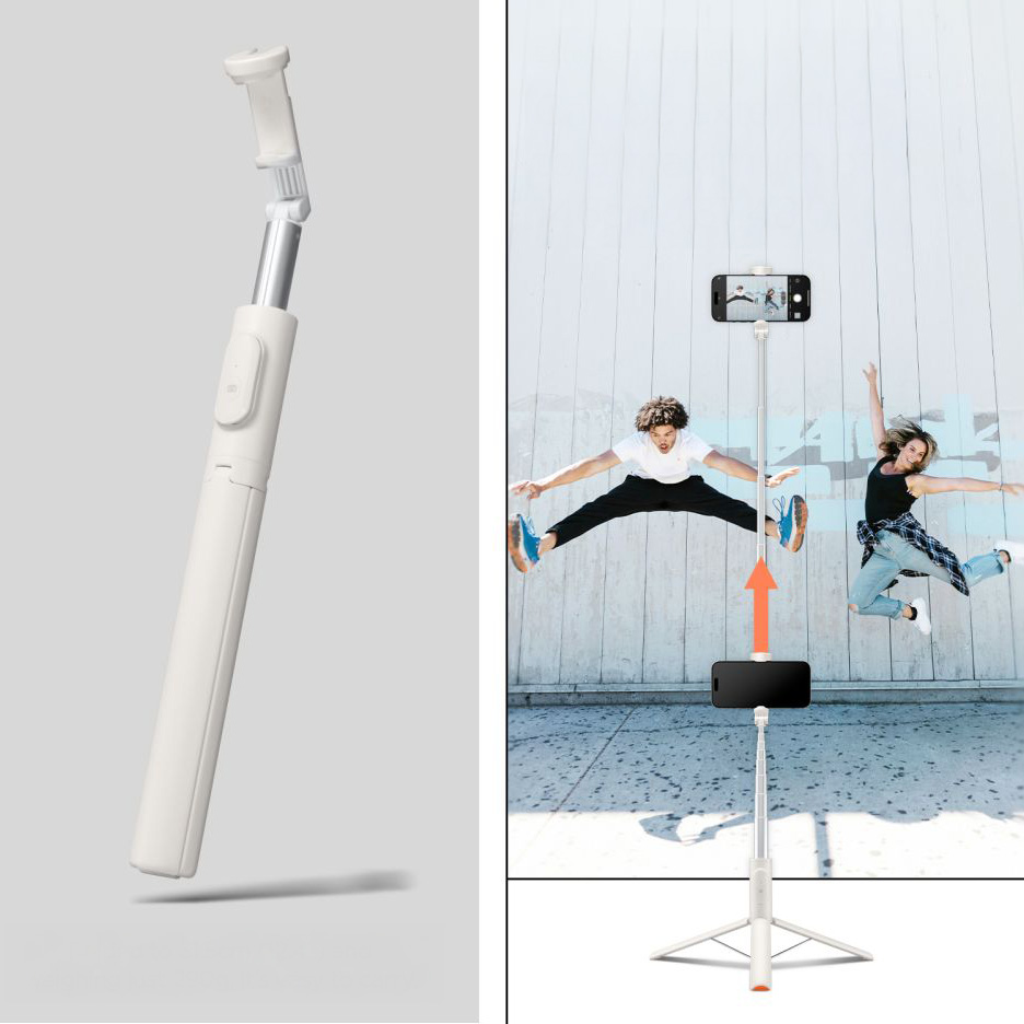 Uchwyt, kijek, statyw Spigen S541W Bluetooth Selfie Stick Tripod, beżowy