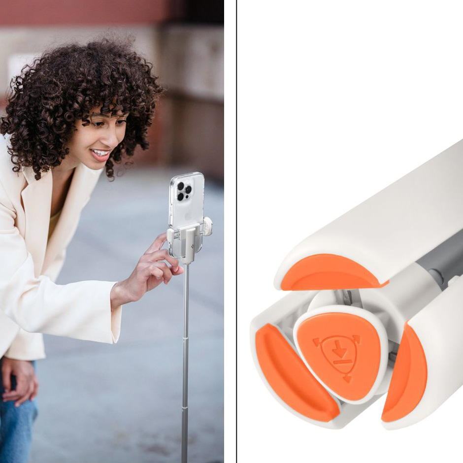 Uchwyt, kijek, statyw Spigen S541W Bluetooth Selfie Stick Tripod, beżowy