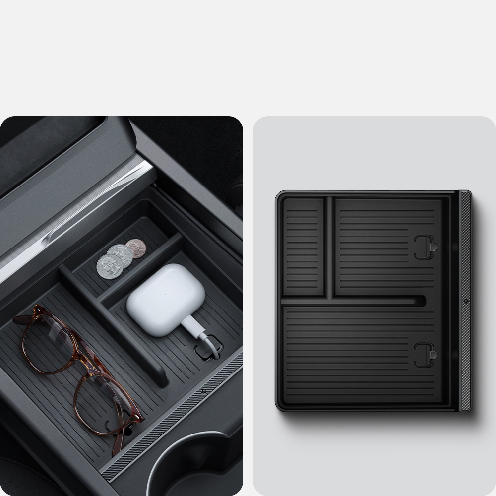 Organizer samochodowy Spigen Center Console Organizer Tray do Tesla Model 3 Highland 2024, czarny