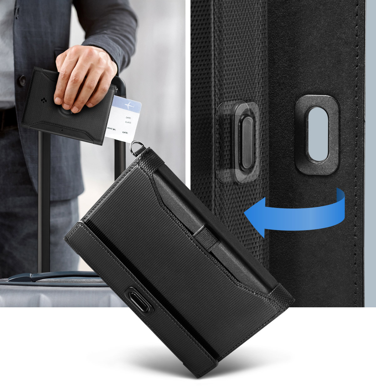 Portfel RFID, etui na karty/paszport/dokumenty/AirTag'a, Spigen Universal Passport Holder AirTag, czarny