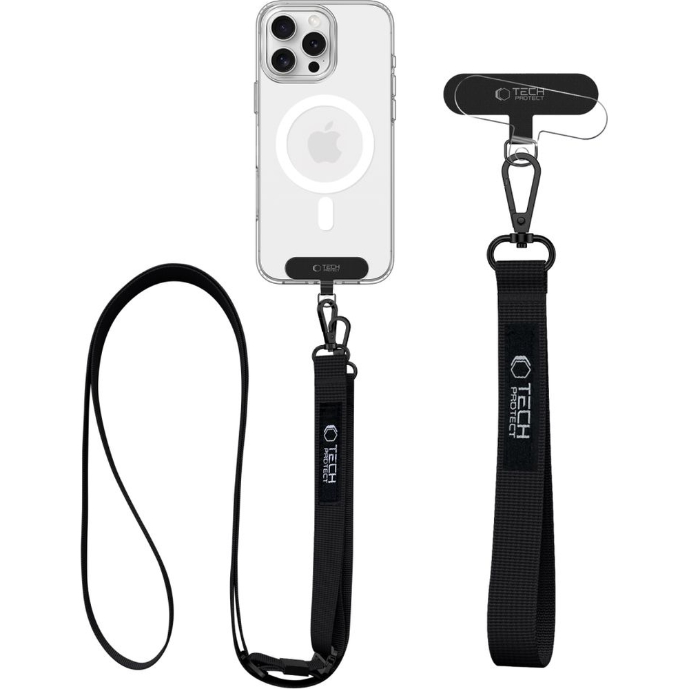 Smyczka na nadgartek / ramię do telefonu Tech-Protect C6S Rope Wrist Strap, czarne