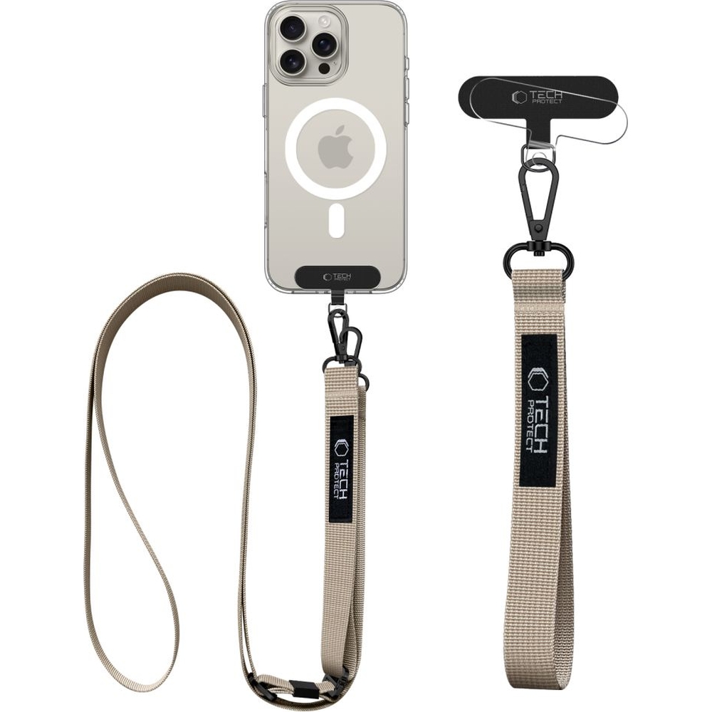 Smyczka na nadgartek / ramię do telefonu Tech-Protect C6S Rope Wrist Strap, beżowe