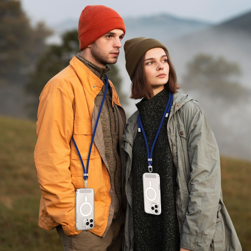 Smyczka na nadgartek do telefonu Tech-Protect C7S Rope Wrist Strap, niebieska ze srebrnymi elementami