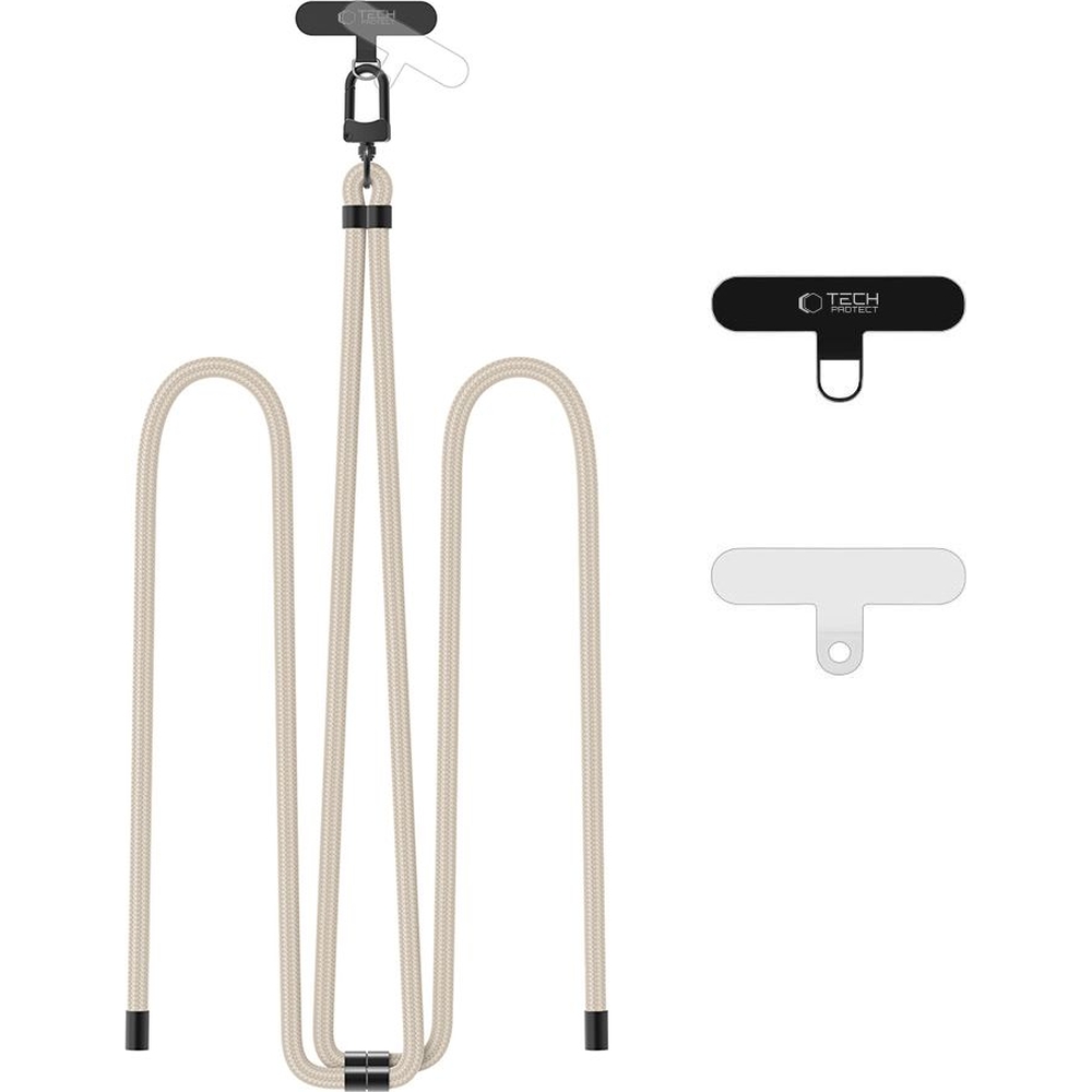 Smyczka na nadgartek do telefonu Tech-Protect C7S Rope Wrist Strap, beżowa z czarnymi elementami