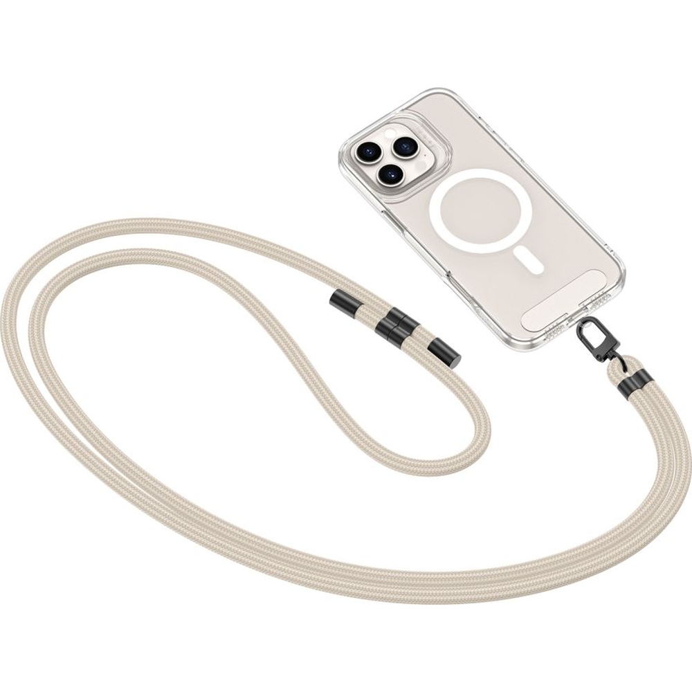 Smyczka na nadgartek do telefonu Tech-Protect C7S Rope Wrist Strap, beżowa z czarnymi elementami