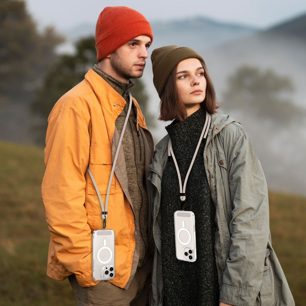 Smyczka na nadgartek do telefonu Tech-Protect C7S Rope Wrist Strap, beżowa z czarnymi elementami