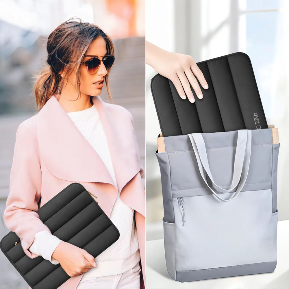 Uniwersalne etui na laptopa 15"-16", Tech-Protect Fluffy, czarne