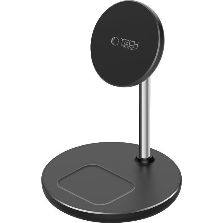 Ładowarka indukcyjna 2w1 Tech-Protect Qi15W A39 Magnetic Stand Wireless Charger, czarna.