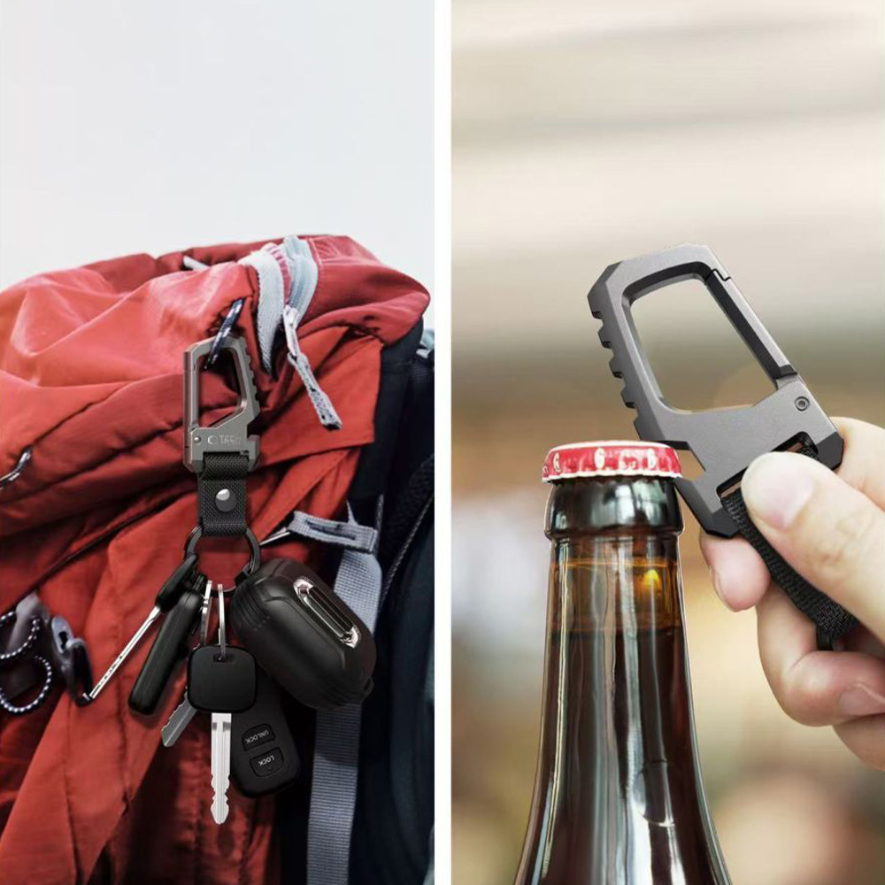 Brelok do kluczy, Tech-Protect Slidelock Carabiner Keychain Gunmetal, z karabińczykiem i otwieraczem butelek, czarny