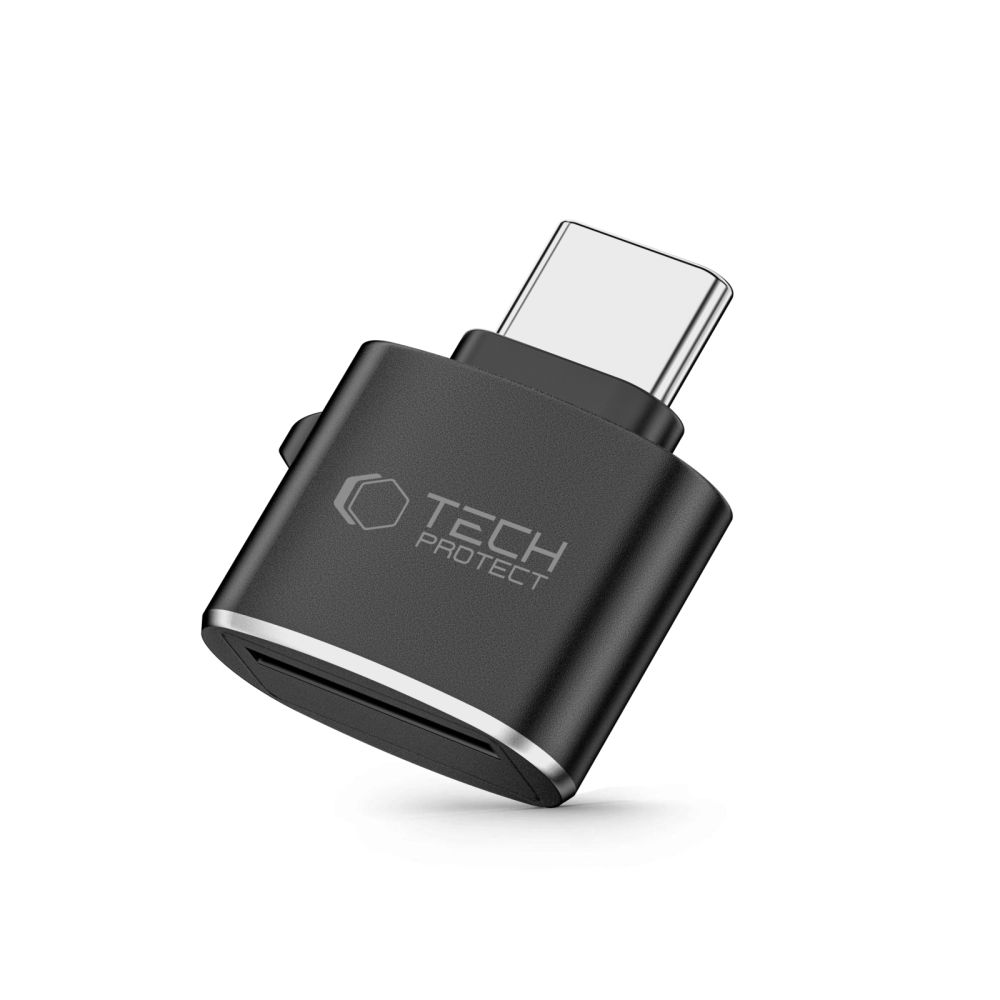 Adapter USB-C - czytnik kart microSD, Tech-Protect Ultraboost Type-C to Card Reader, czarny