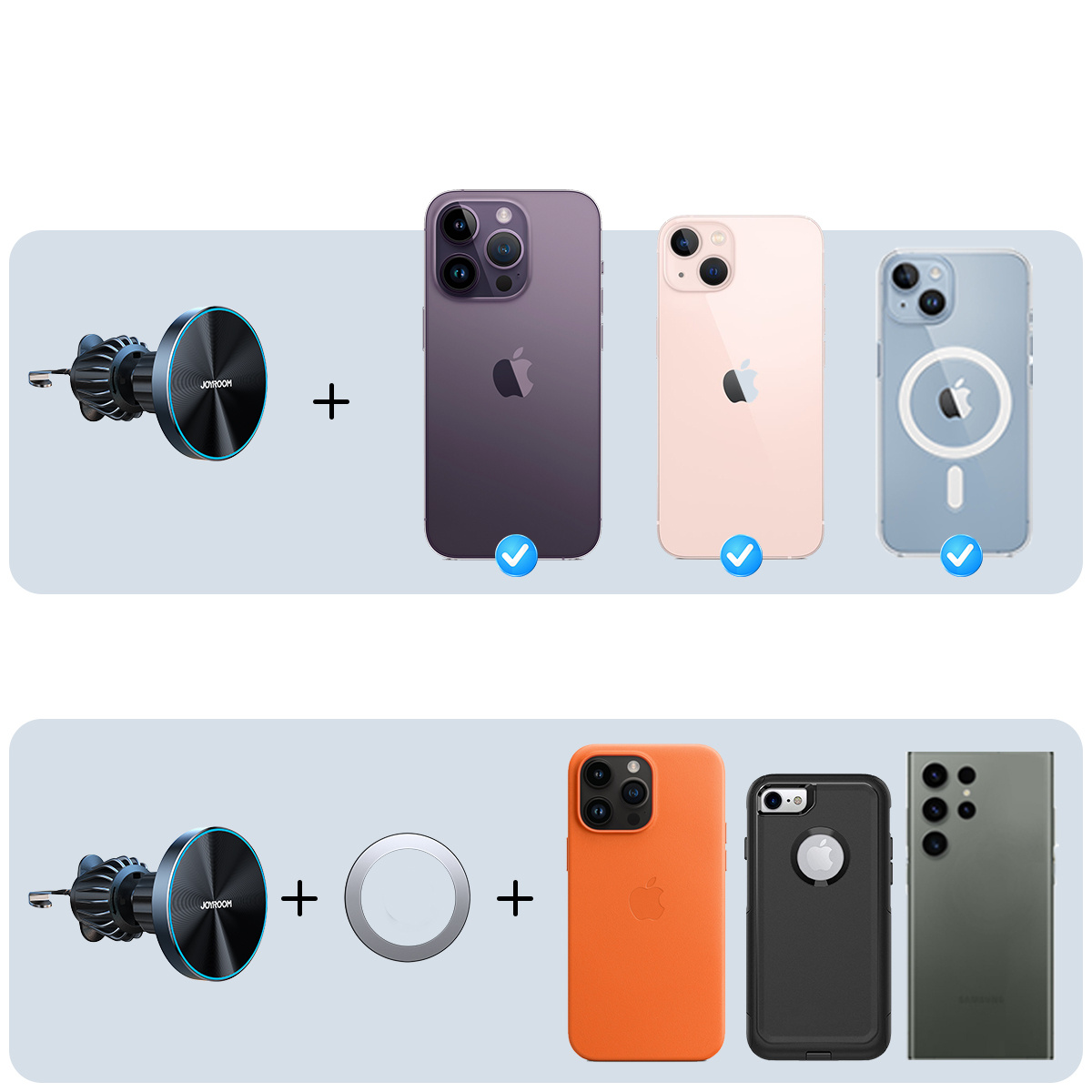Uchwyt samochodowy magnetyczny na telefon na kratkę nawiewu, 15W, Joyroom JR-ZS240 Pro, czarny