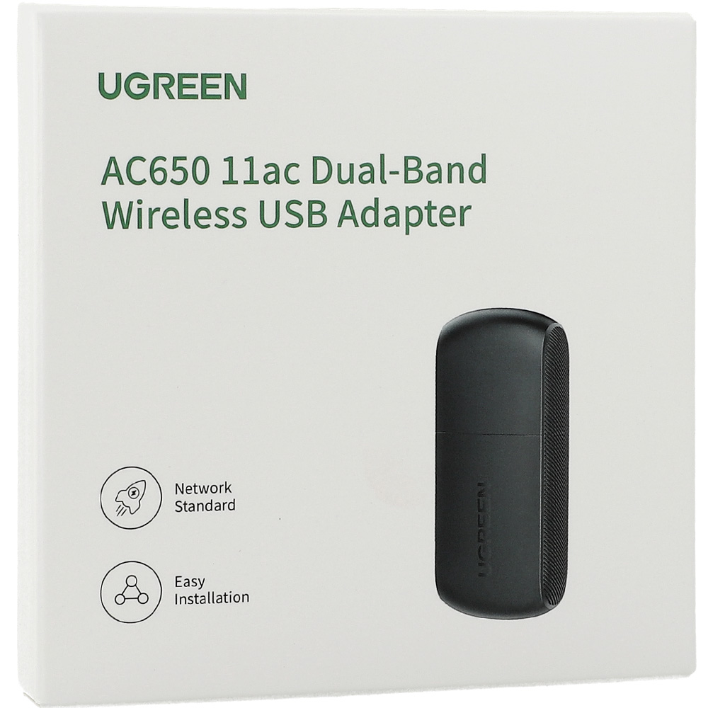 Karta sieciowa USB-A Ugreen CM448, 650Mb/s, 2.4/5GHz, czarna
