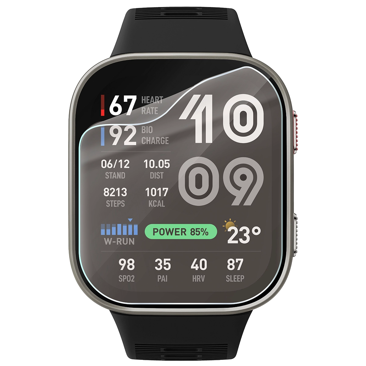 Smartwatch z nałożoną folią ochronną Bizon Watch Film Matte Duo do Amazfit Bip Max