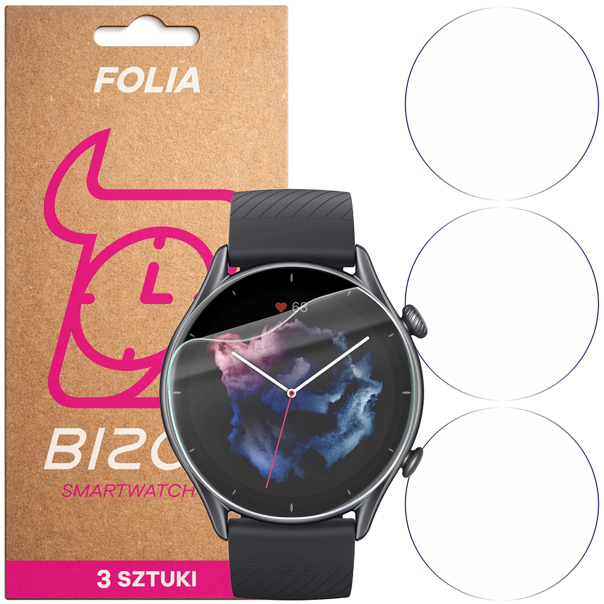 Folia hydrożelowa Bizon Watch Film HydroFlex dla Amazfit GTR 3