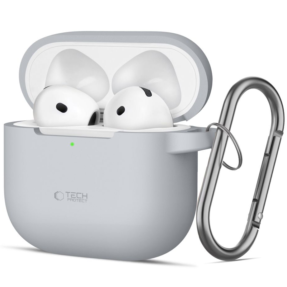 Etui Tech-Protect Silicone Hook do Apple AirPods 4, szare.