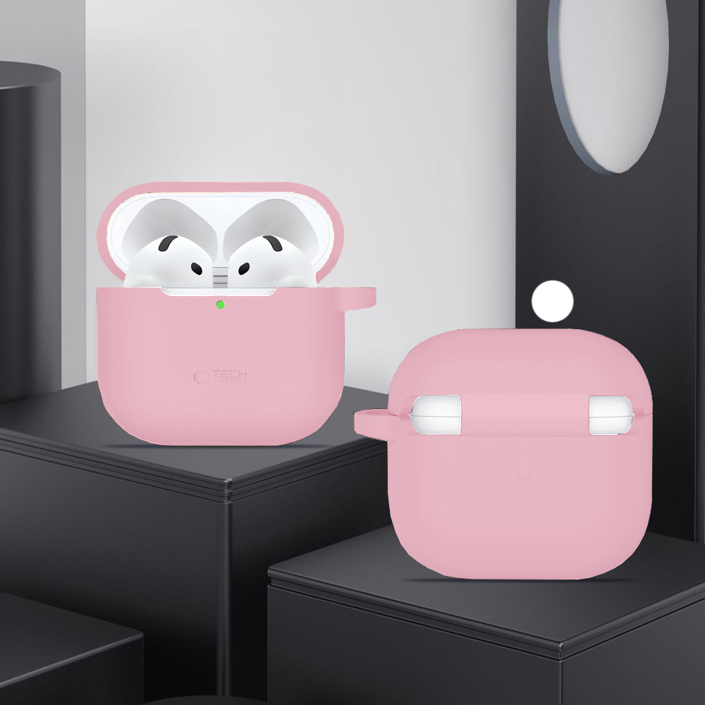 Etui Tech-Protect Silicone Hook do Apple AirPods 4, różowe.