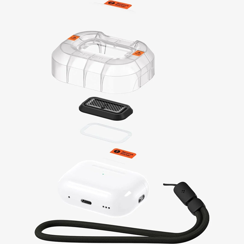 Spigen Lock Fit M – wytrzymałość dla AirPods Pro 1 / AirPods Pro 2, wzór karbonowy
