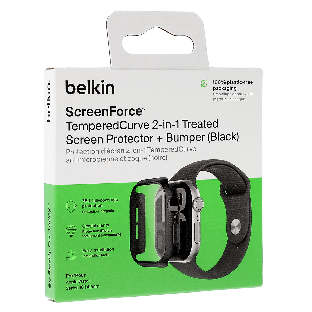 Etui + szkło hartowane Belkin ScreenForce TemperedCurve 2-in-1 Treated Screen Protector + Bumper do Apple Watch 10 42mm, czarne