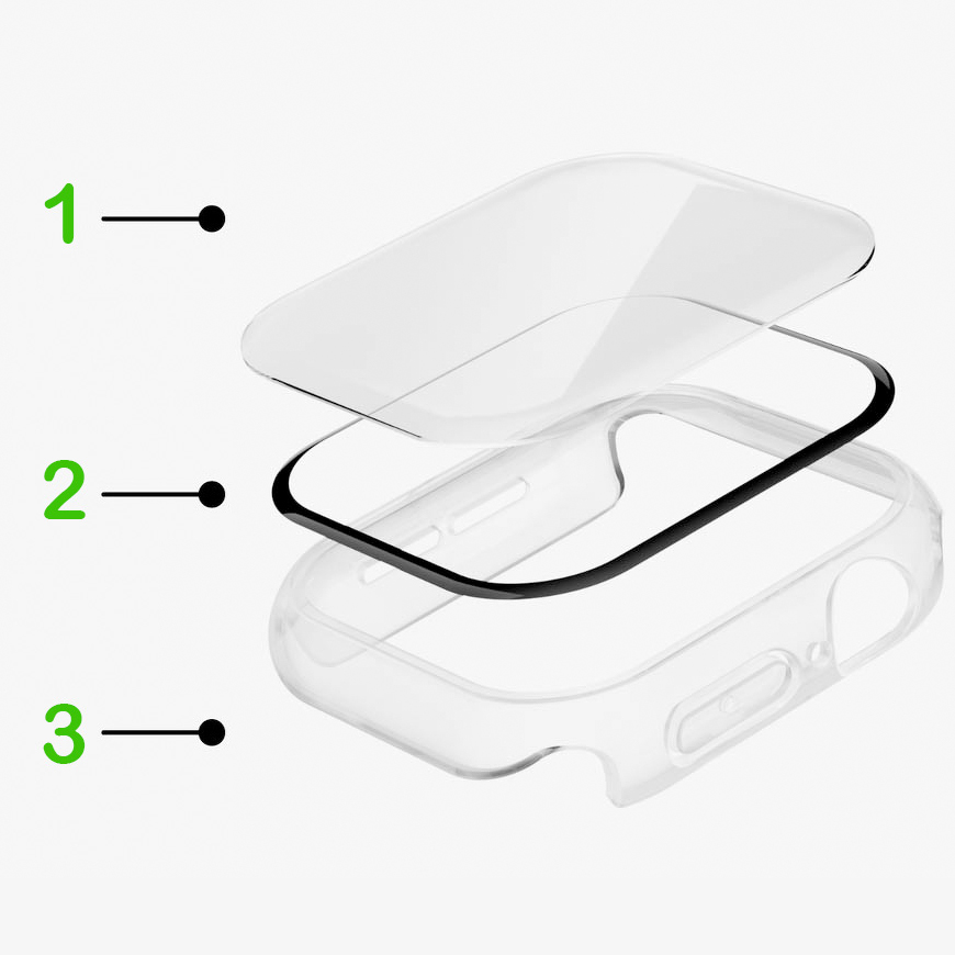 Etui + szkło hartowane Belkin ScreenForce TemperedCurve 2-in-1 Treated Screen Protector + Bumper do Apple Watch 10 42mm, przezroczysto-czarne