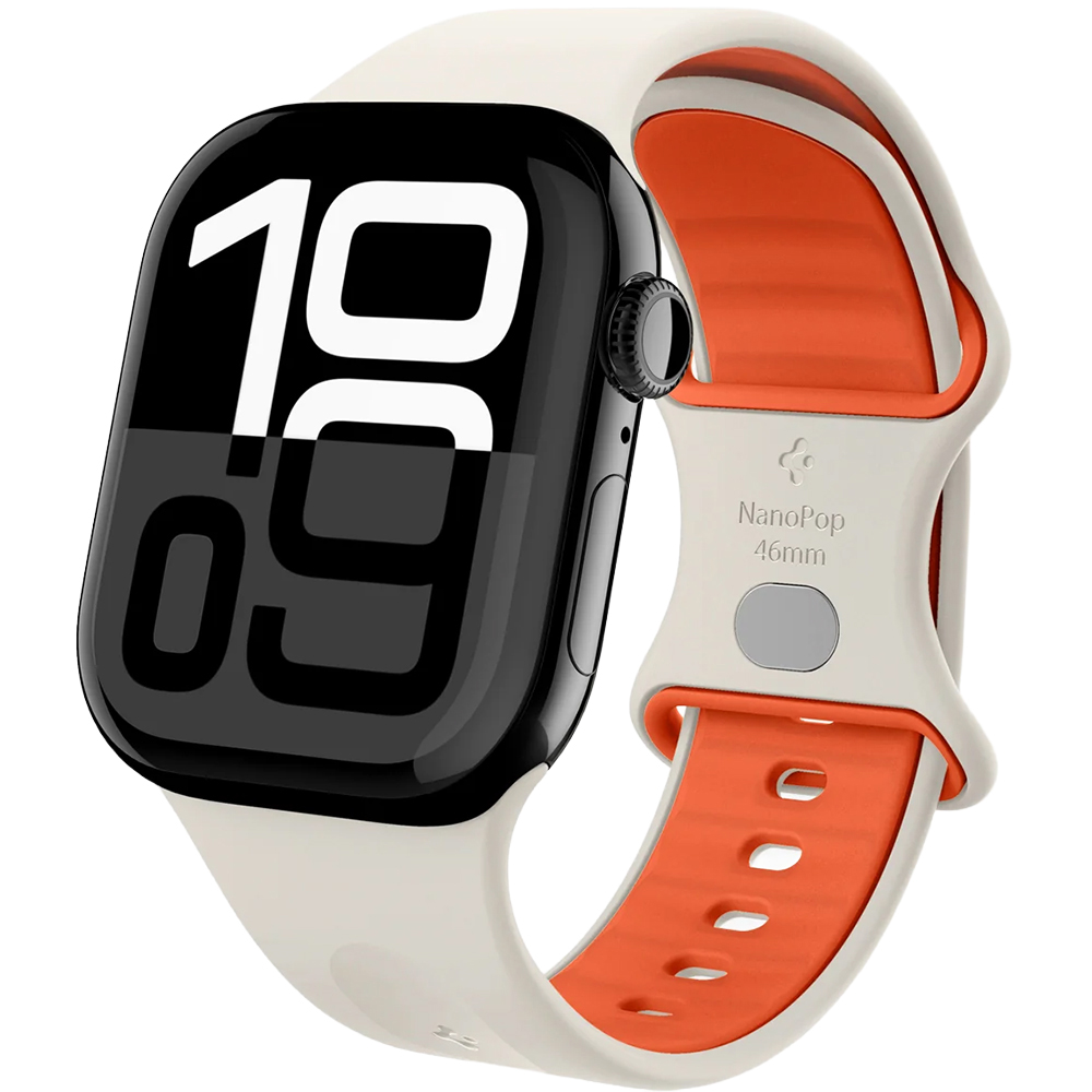 Spigen Nano Pop dla Apple Watch 42/41/40/38mm – pasek silikonowy beżowo-pomarańczowy