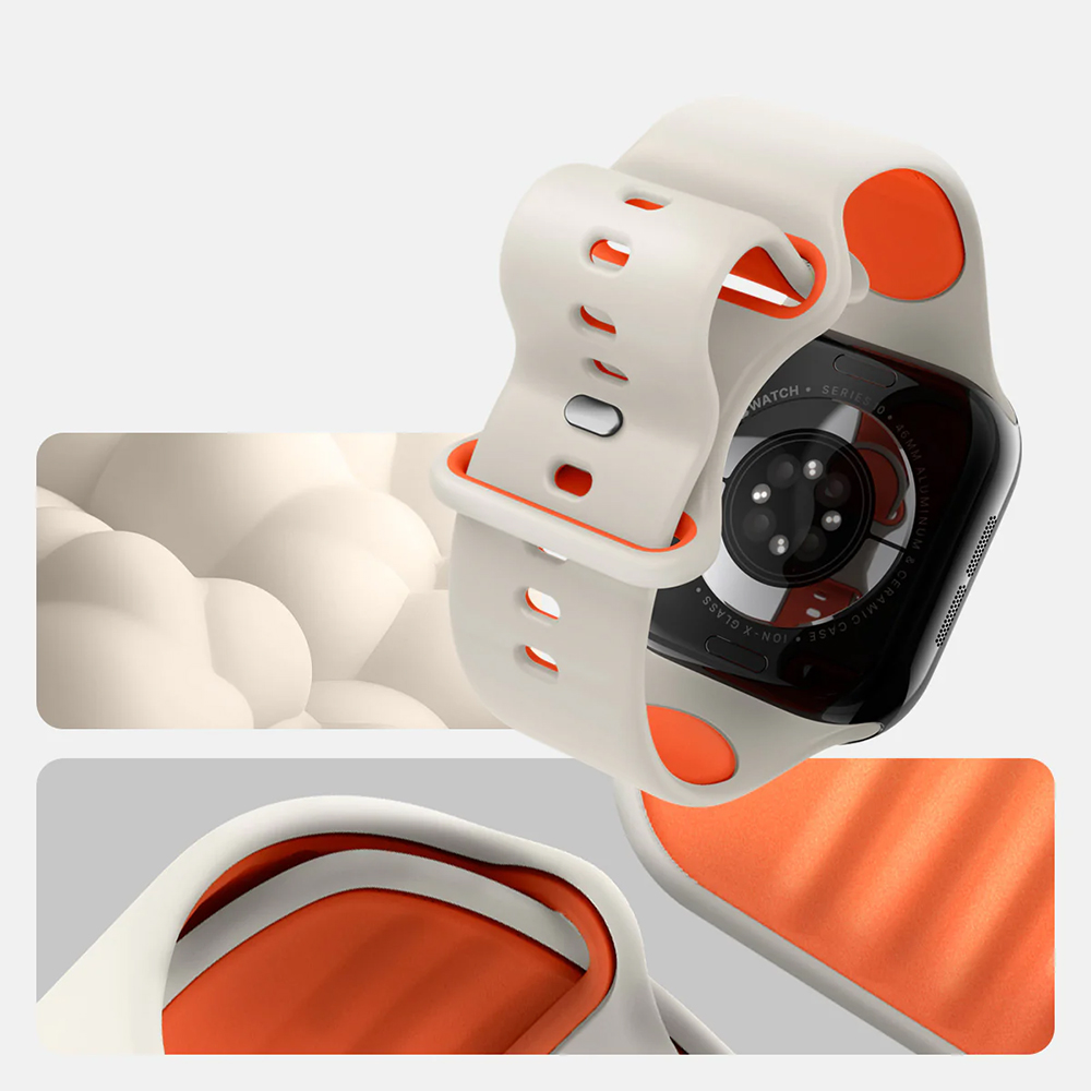 Spigen Nano Pop dla Apple Watch 42/41/40/38mm – pasek silikonowy beżowo-pomarańczowy