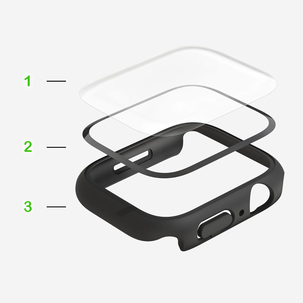 Etui + szkło hartowane Belkin ScreenForce TemperedCurve 2-in-1 Treated Screen Protector + Bumper do Apple Watch 9 / 8 / 7 (45 mm) i Apple Watch SE 2022 / SE / 6 / 5 / 4 (44 mm), czarne