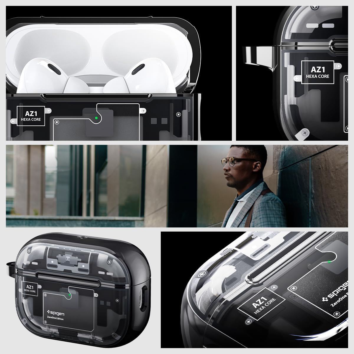 Etui Spigen Ultra Hybrid do Apple AirPods Pro 2, przydymione-szare (Zero One) 