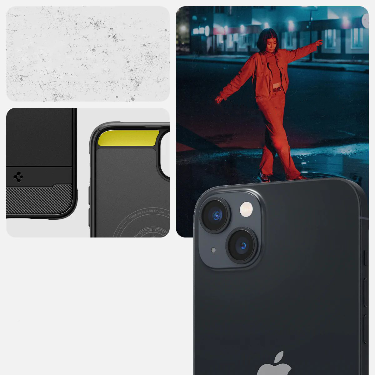 Schutzhülle Spigen Rugged Armor Mag mit MagSafe für iPhone 14, mattes Schwarz