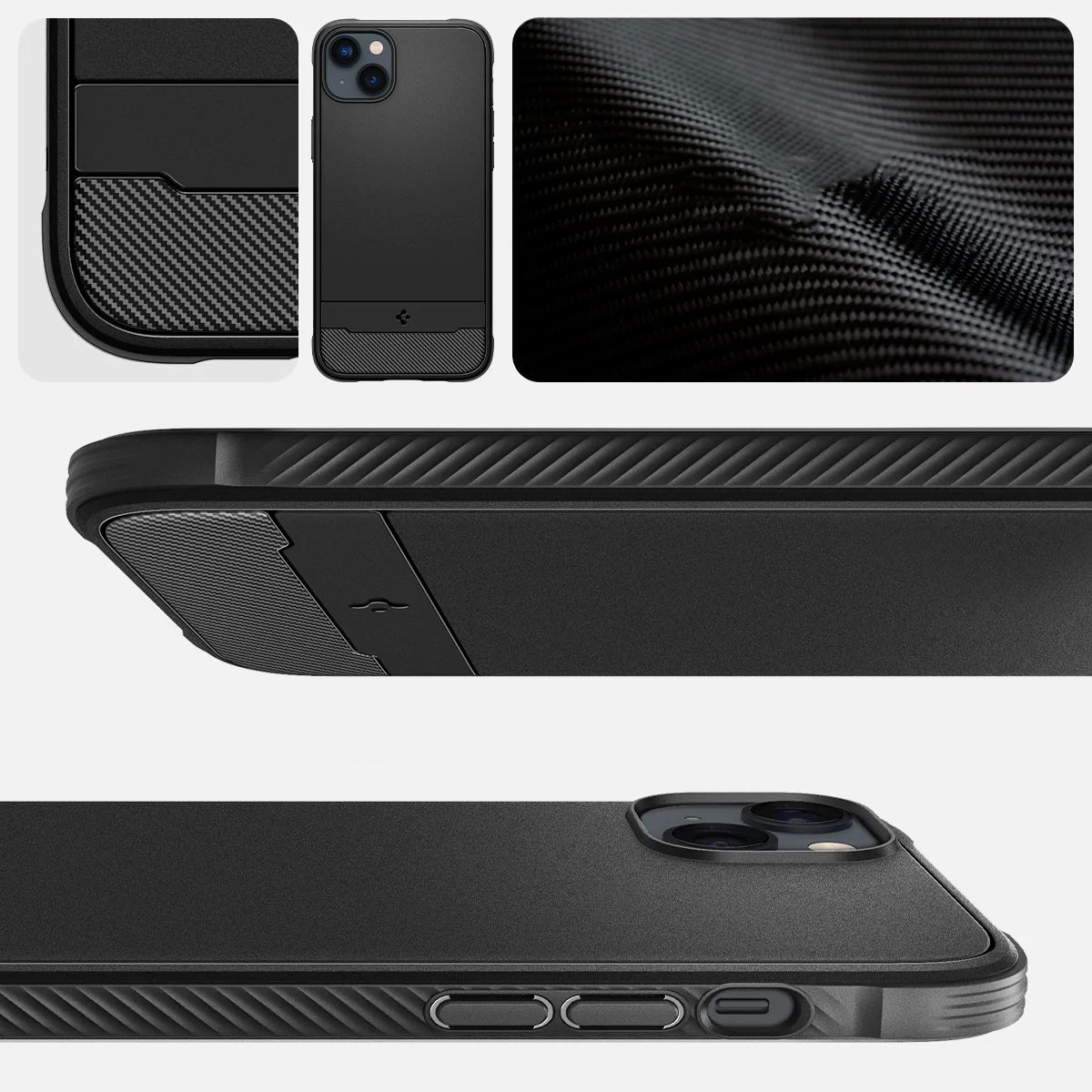 Schutzhülle Spigen Rugged Armor Mag mit MagSafe für iPhone 14, mattes Schwarz