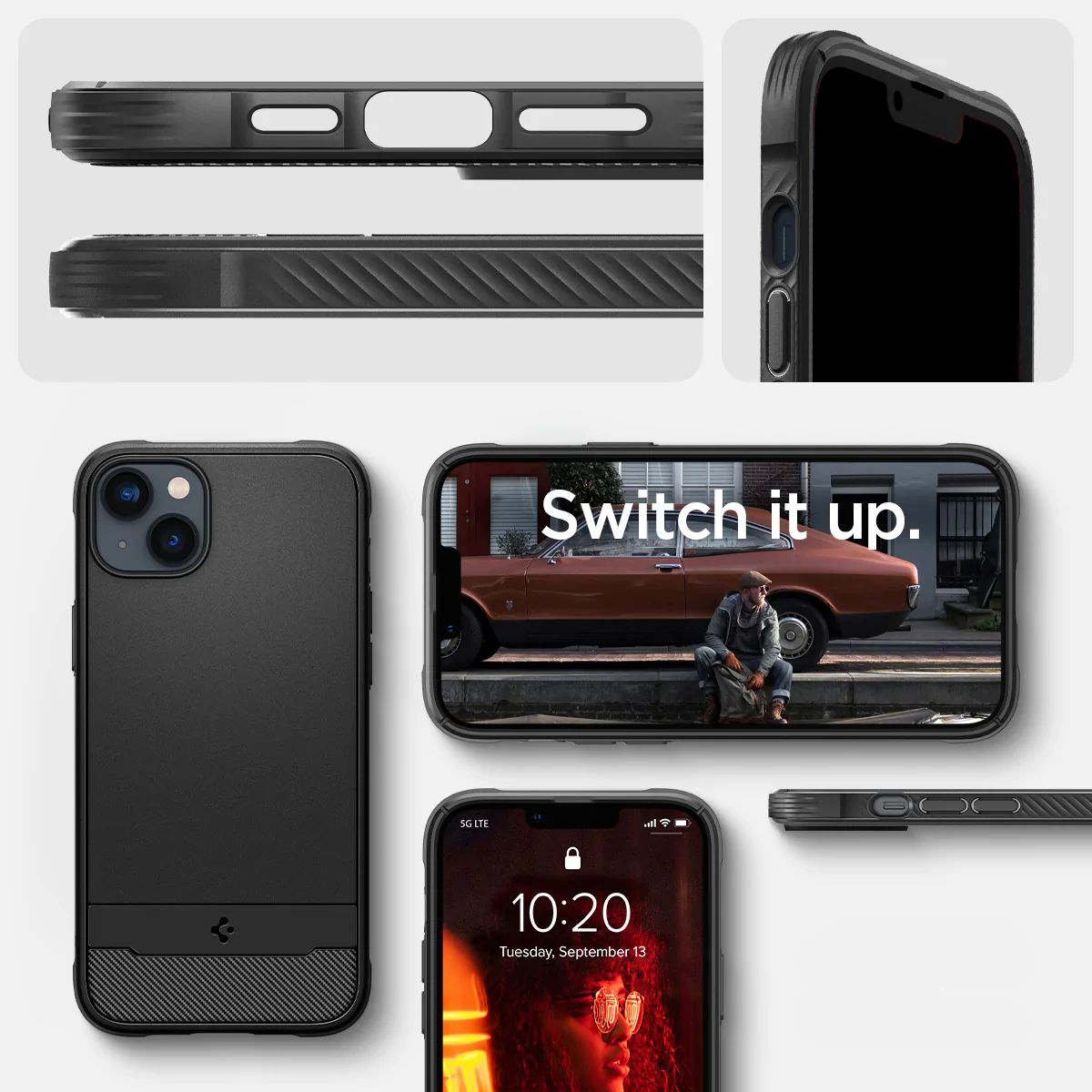 Schutzhülle Spigen Rugged Armor Mag mit MagSafe für iPhone 14, mattes Schwarz