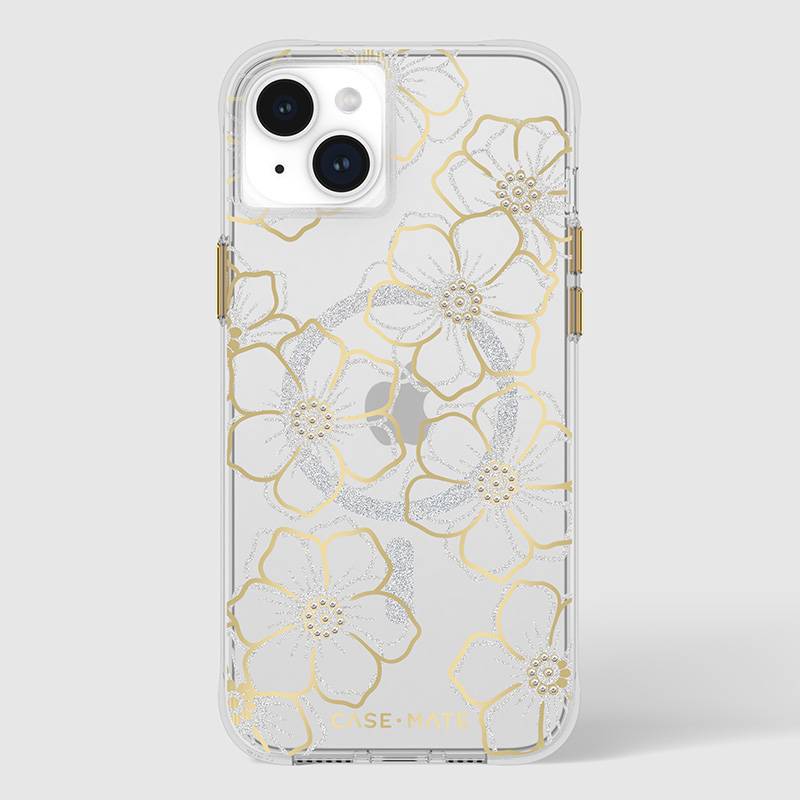 Etui Case-Mate Floral Gems MagSafe do Apple iPhone 15 Plus, złote
