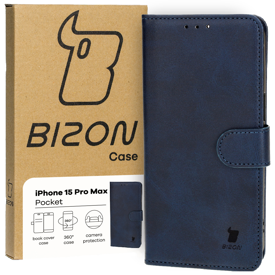 Etui cu clapetă Bizon Case Pocket pentru Apple iPhone 15 Pro Max