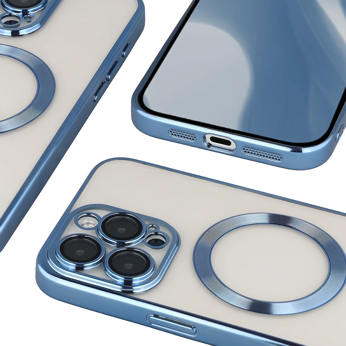 Metaliczna ramka, podniesione krawędzie i zintegrowane osłony w etui Bizon Case GuardO do Apple iPhone 15 Pro Max