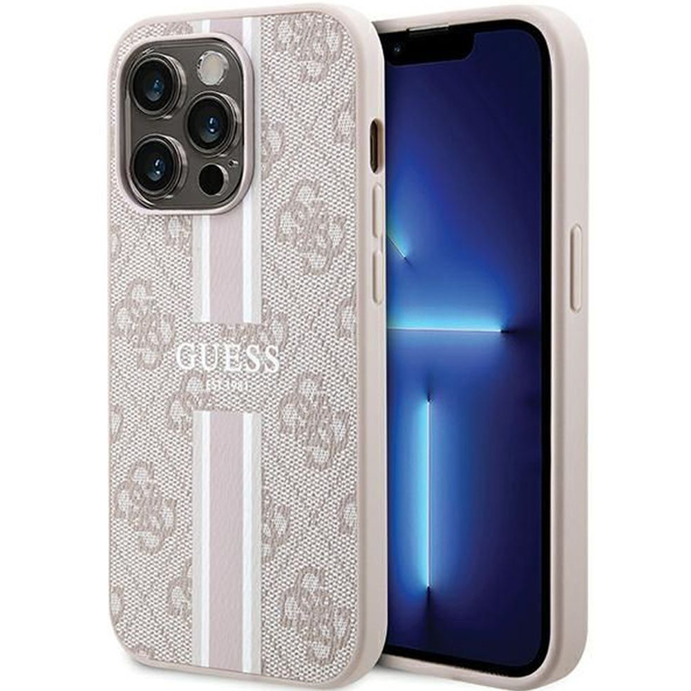 Etui Guess hardcase 4G Printed Stripes MagSafe do Apple iPhone 15 Pro Max, różowe