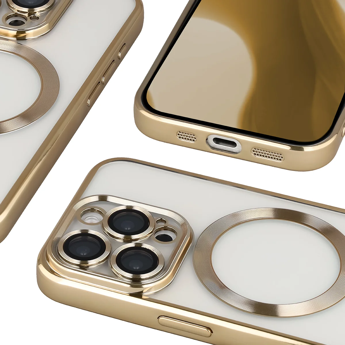 Metaliczna ramka, podniesione krawędzie i zintegrowane osłony w etui Bizon Case GuardO do Apple iPhone 15 Pro