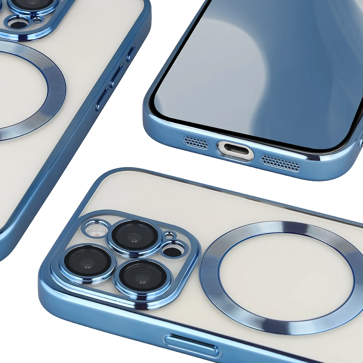 Metaliczna ramka, podniesione krawędzie i zintegrowane osłony w etui Bizon Case GuardO do Apple iPhone 15 Pro