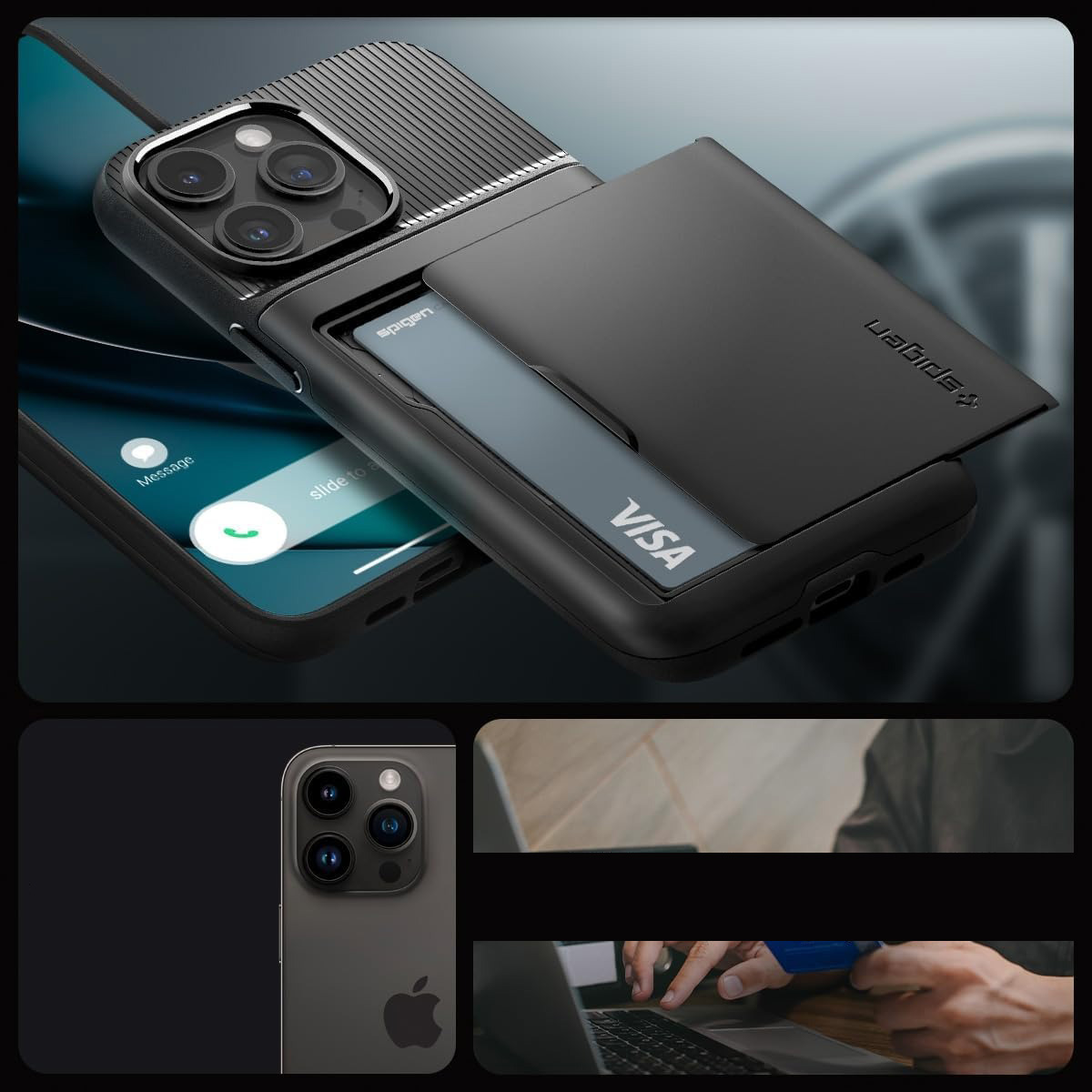 Schutzhülle Spigen Slim Armor CS für Apple iPhone 15 Pro Max, Schwarz