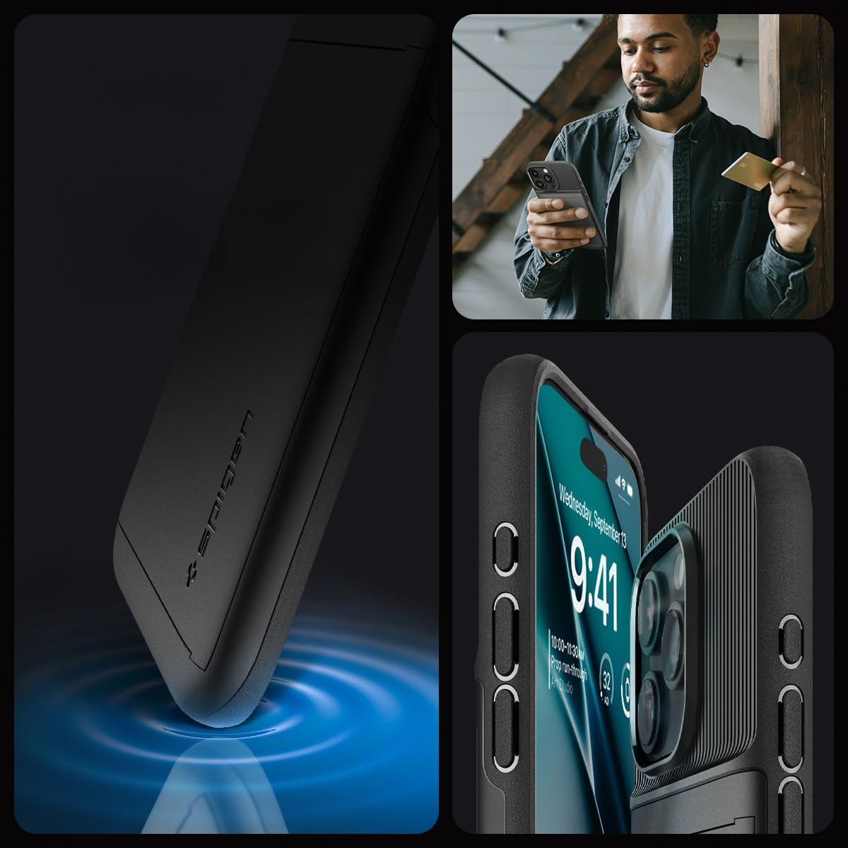 Schutzhülle Spigen Slim Armor CS für Apple iPhone 15 Pro Max, Schwarz