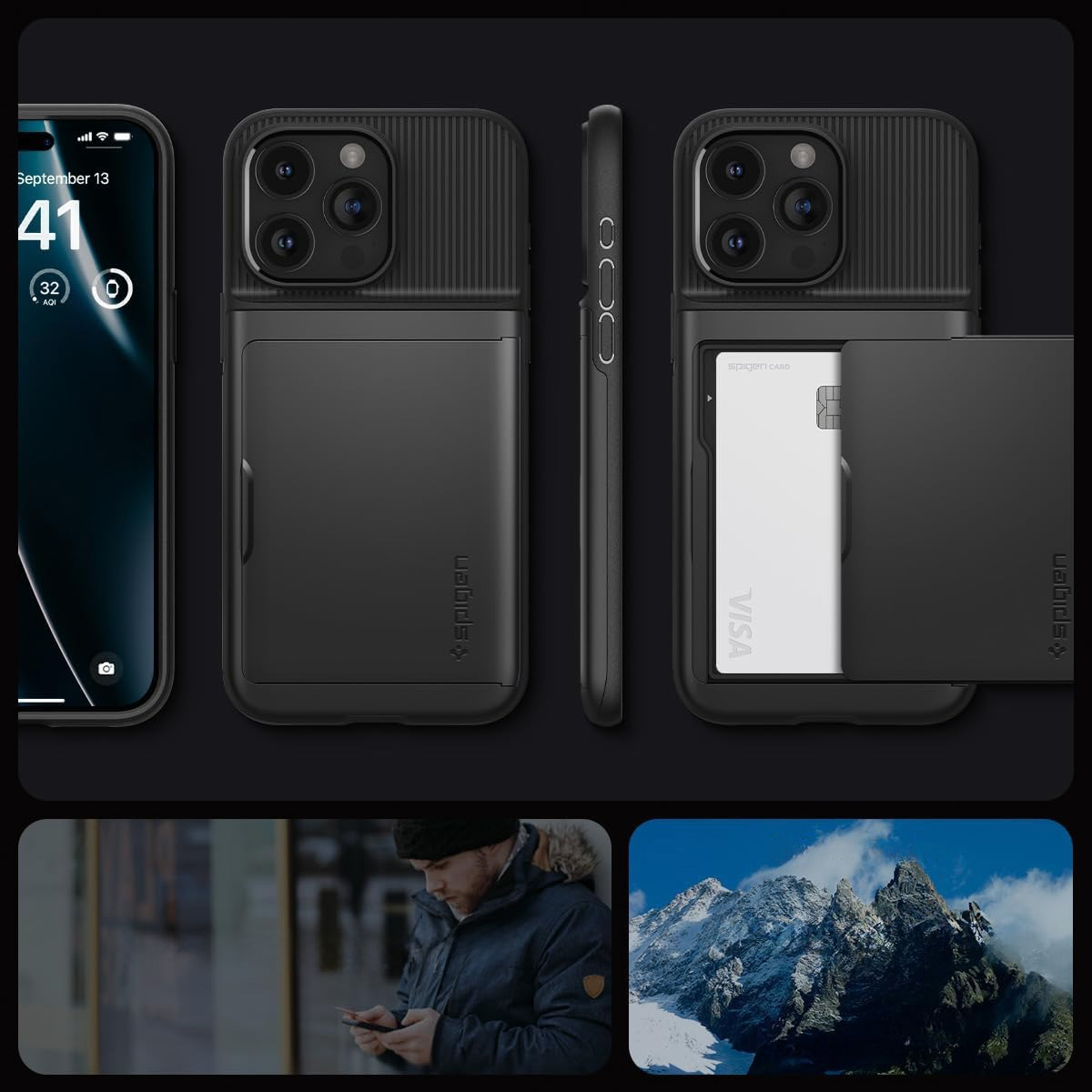 Schutzhülle Spigen Slim Armor CS für Apple iPhone 15 Pro Max, Schwarz