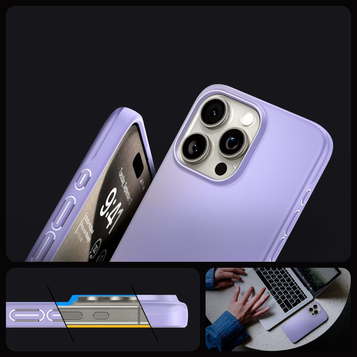 Schutzhülle Spigen Thin Fit für Apple iPhone 15 Pro, Violett