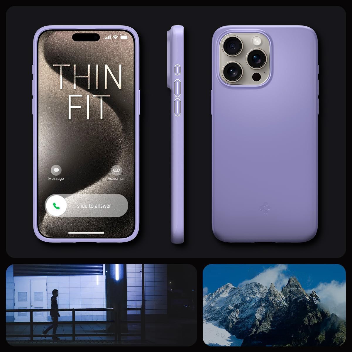 Schutzhülle Spigen Thin Fit für Apple iPhone 15 Pro, Violett