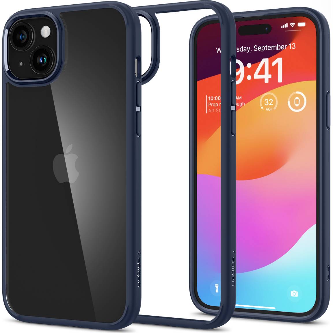 Schutzhülle Spigen Ultra Hybrid für Apple iPhone 15, Transparent-Dunkelblau