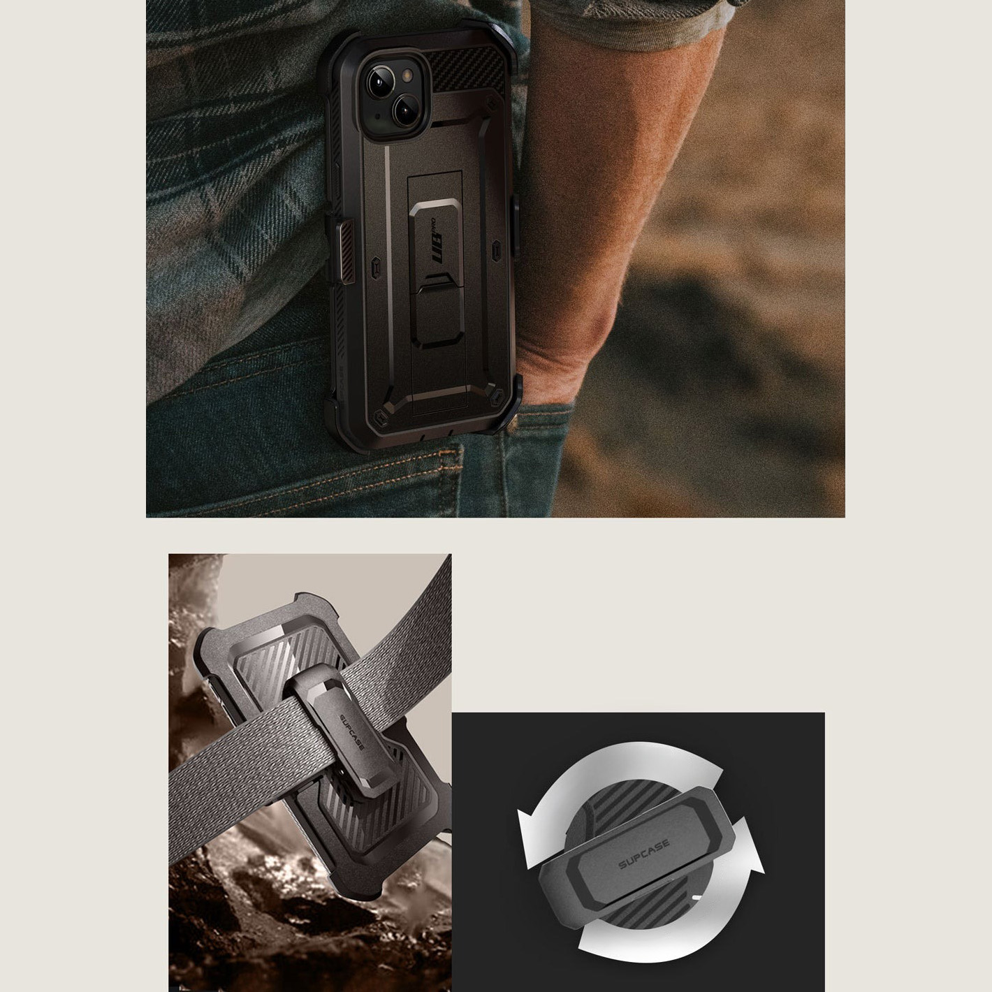 Schutzhülle Supcase Unicorn Beetle Pro für iPhone 15, Schwarz