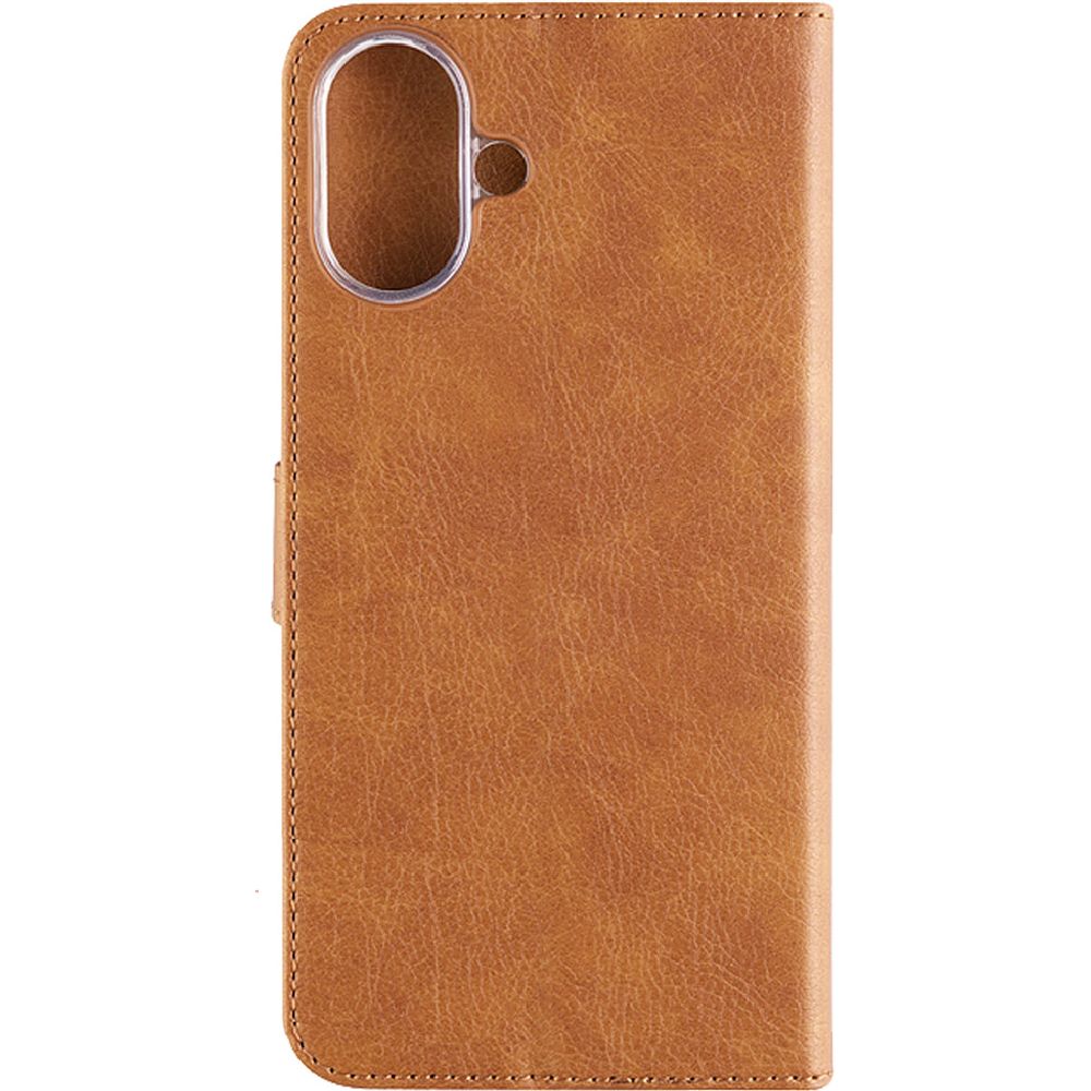 Etui z klapką, zamykane Fixed Opus do Apple iPhone 16 Plus, brązowe. Wykonane ze skóry ekologicznej.
