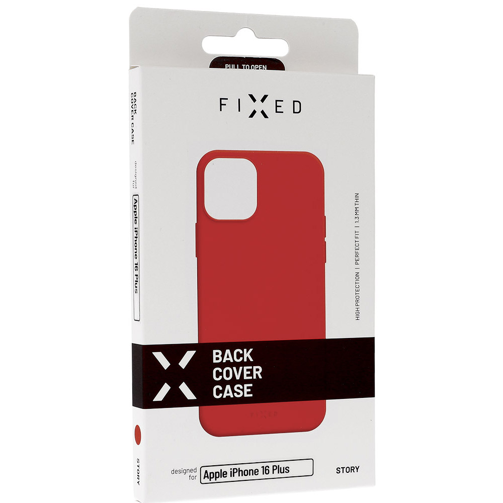 Elastyczne i cienkie etui Fixed Story do Apple iPhone 16 Plus, czerwone