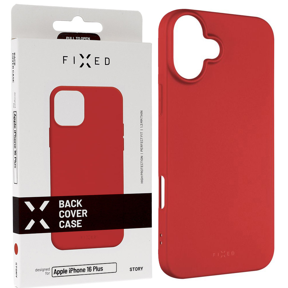 Elastyczne i cienkie etui Fixed Story do Apple iPhone 16 Plus, czerwone
