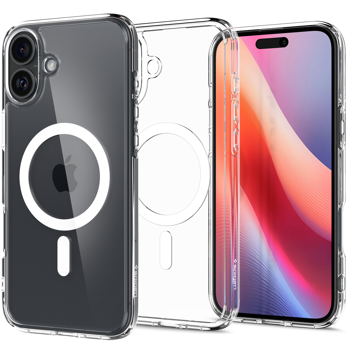 Etui Spigen Ultra Hybrid Mag z MagSafe do Apple iPhone 16 Plus, przezroczysto-białe