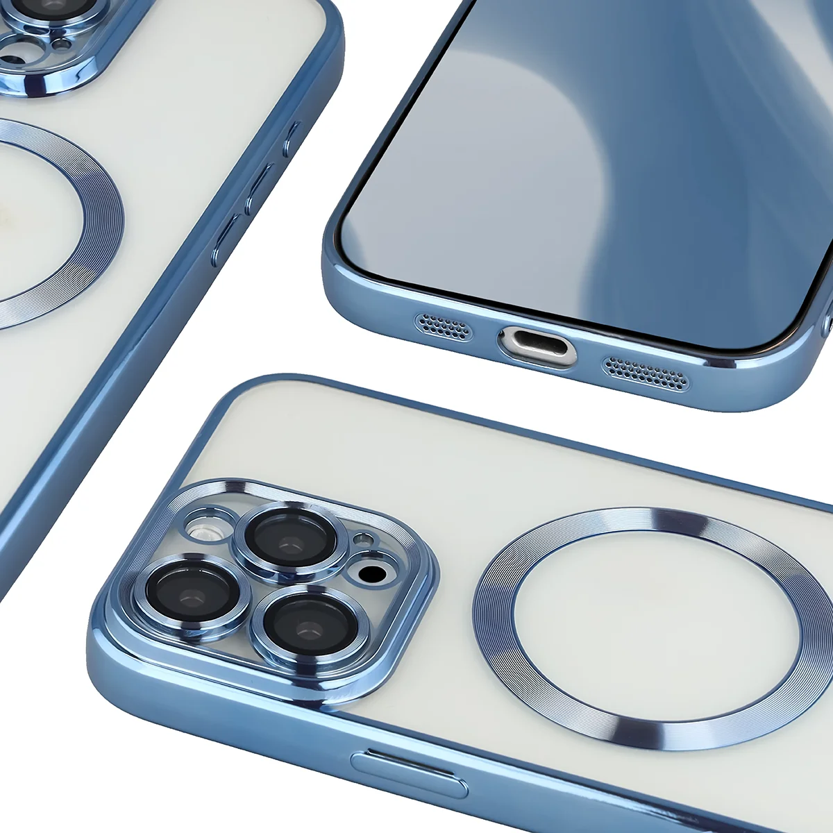 Metaliczna ramka, podniesione krawędzie i zintegrowane osłony w etui Bizon Case GuardO do Apple iPhone 16 Pro Max